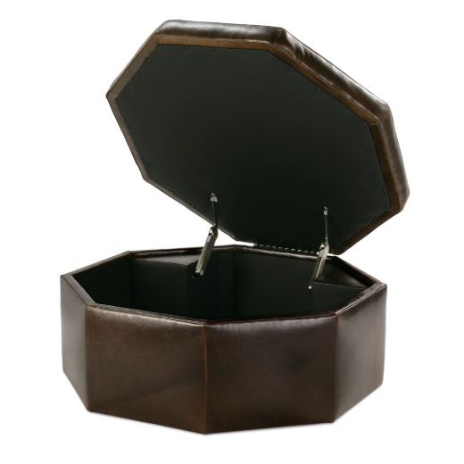 Picture of Othello 40" Octagon Leather Storage Ottoman